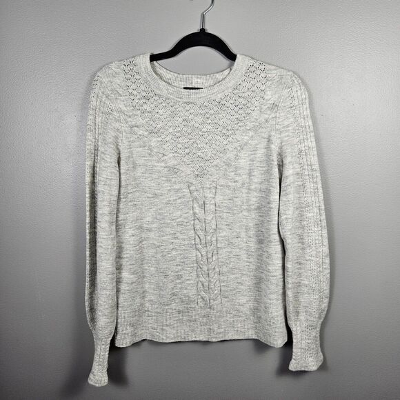 Talbots Knitted Pointelle Pullover Sweater Crew Neck Long sleeve Gray Size XS - Picture 1 of 7